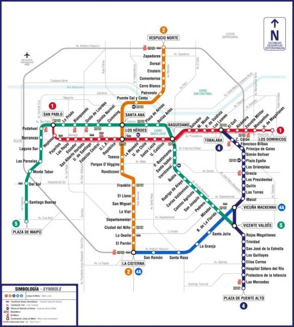 Map of the Santiago de Chile metro system